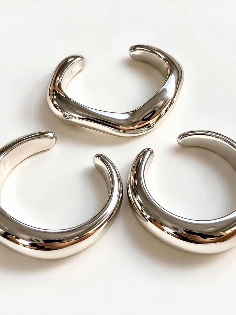 Polished Silver-Tone Chunky Cuff Bracelet - Women Accessories - Picture 2 of 5